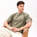 Gangsta Olive Drop Shoulder T-Shirt