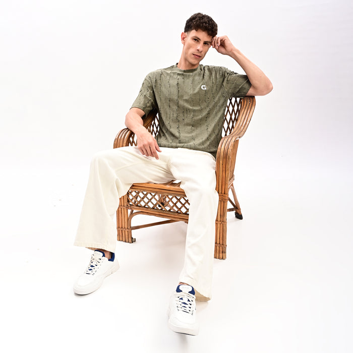 Gangsta Olive Drop Shoulder T-Shirt