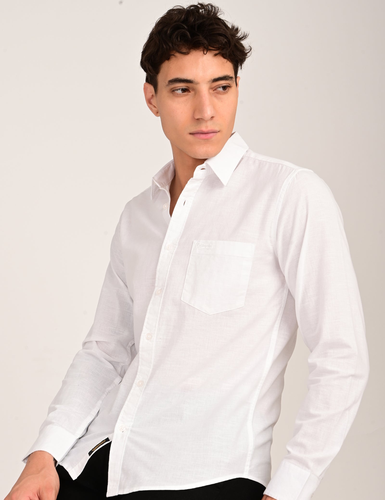 Gangsta Cotton Slub Plain Shirt