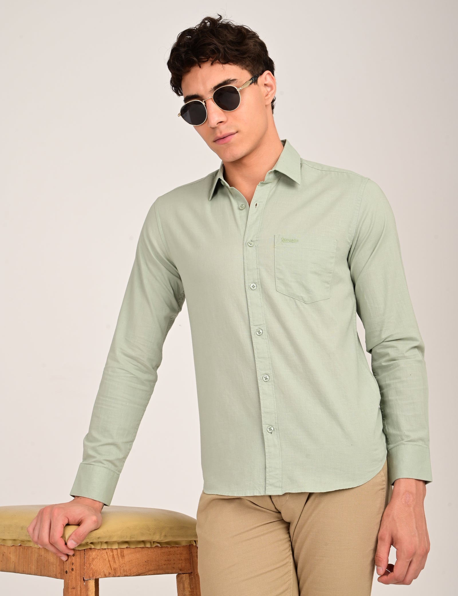 Gangsta Plain Green Shirt
