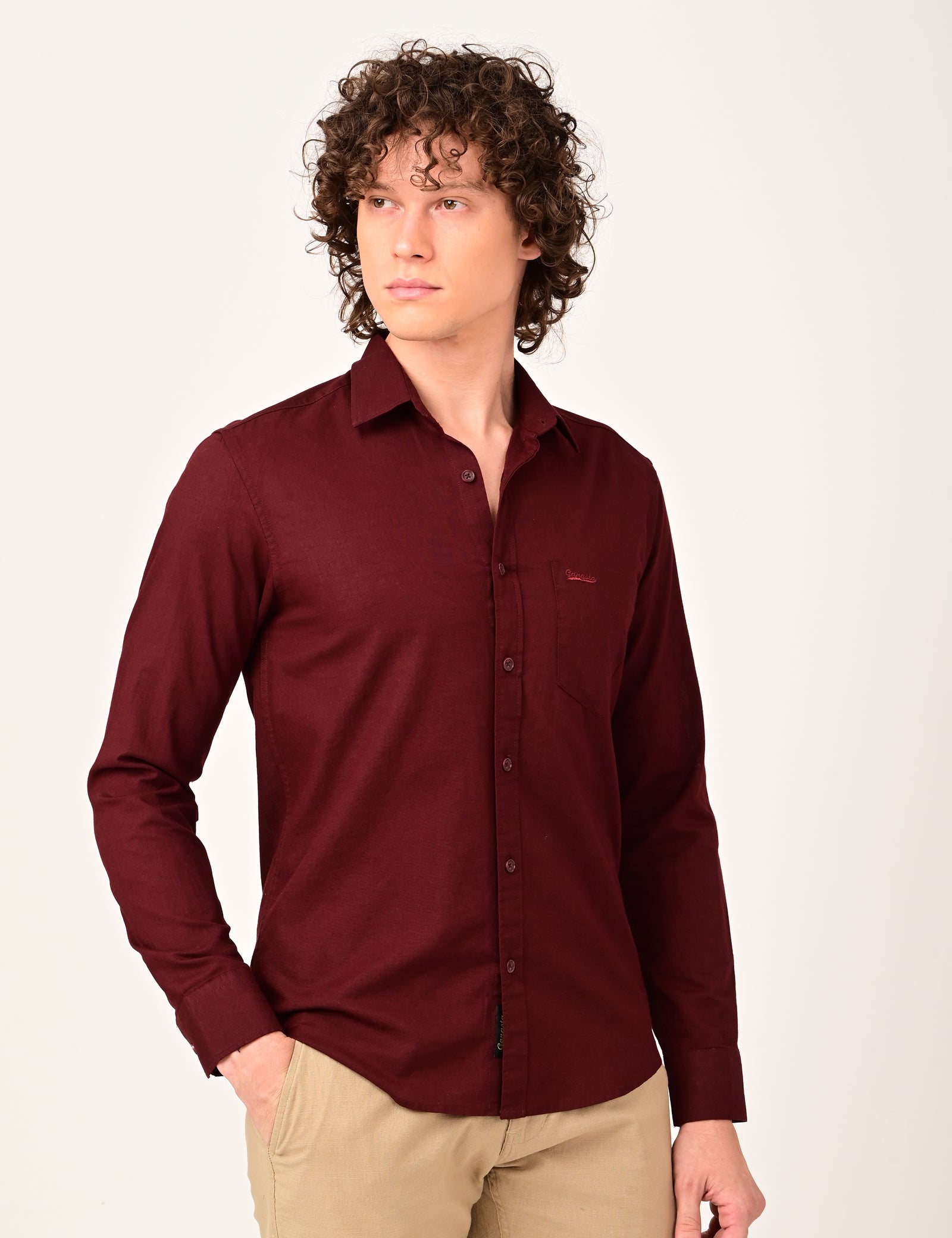 Gangsta Cotton Slub Plain Shirt